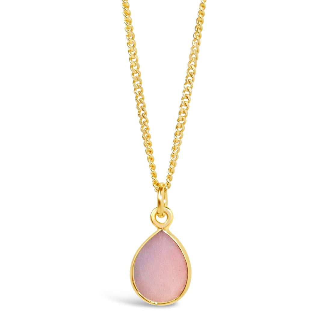 Pink Opal Charm Necklace in Gold - October Birthstone Jewelry for Women | Perfect Gift for Birthday, Anniversary & Special Occasions