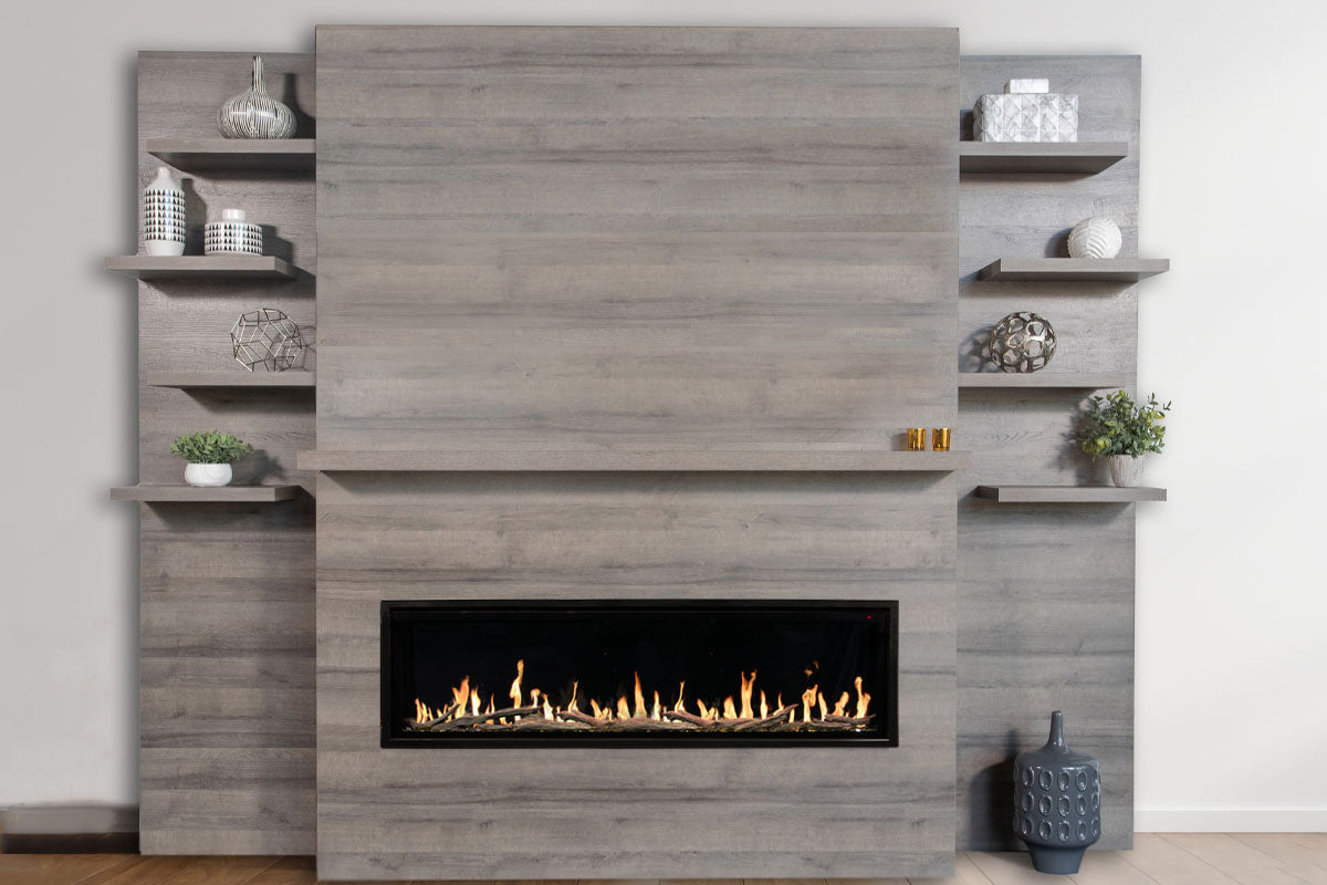 Modern Flames Allwood Fireplace Media Wall in Driftwood Gray - 60