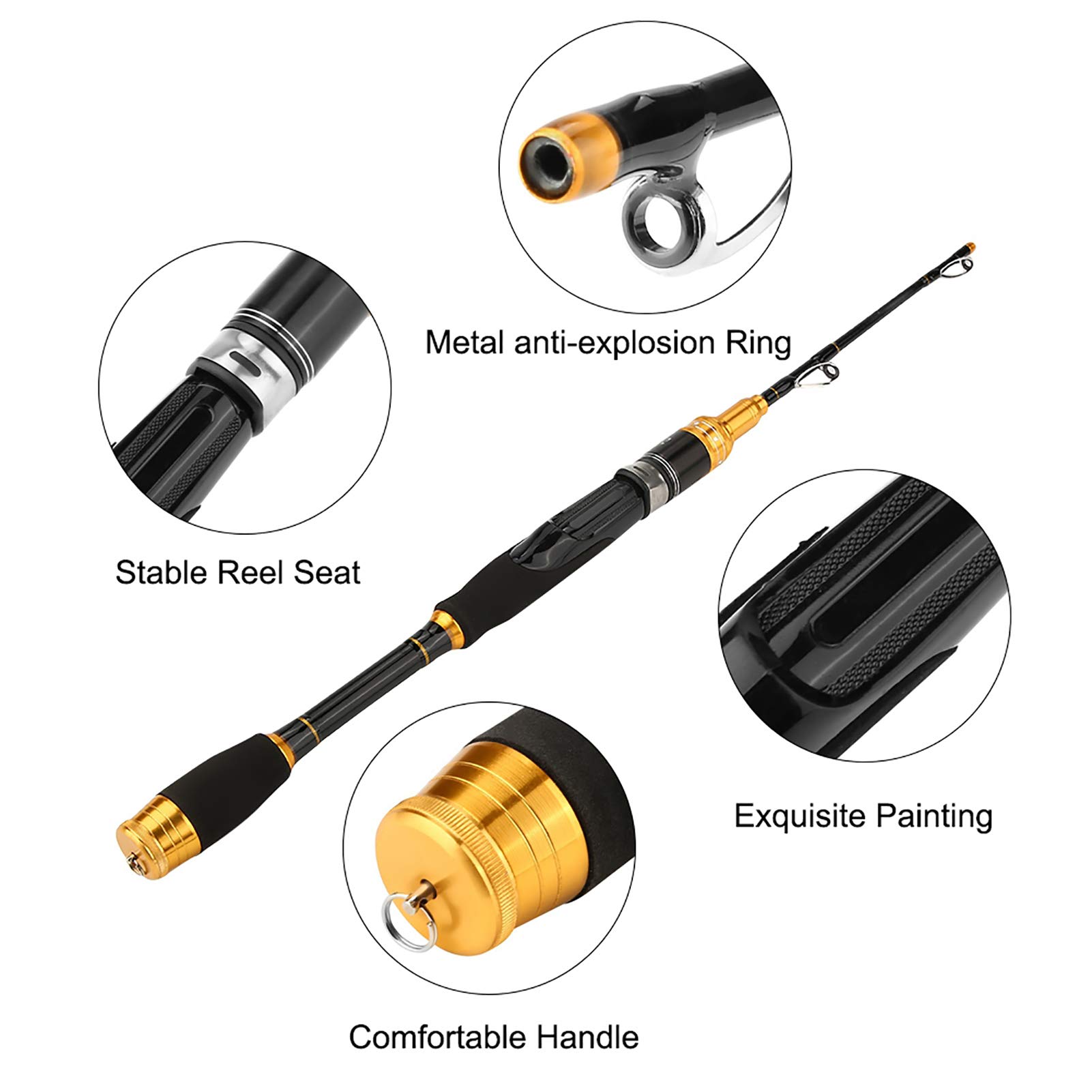 Ubersweet® Collapsible Fishing Rod - Portable Carbon Fiber Travel Fishing Pole for Adults | Durable & Smooth Action | Perfect Gift for Fishing Enthusiasts | Ideal for Camping, Hiking & Beach Fishing Trips