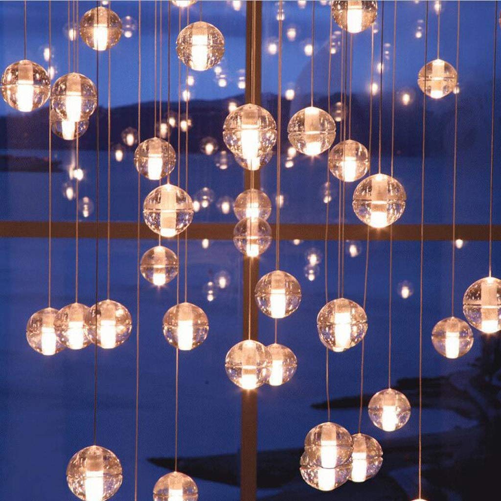 GAOXIN Round Crystal Ball Meteor Shower Chandelier - Luxury LED G4 Ceiling Light with 3 Heads for Restaurant, Hotel, Wedding & Home Decoration | Elegant Lighting Fixture for Dining Room, Lobby & Event Venues