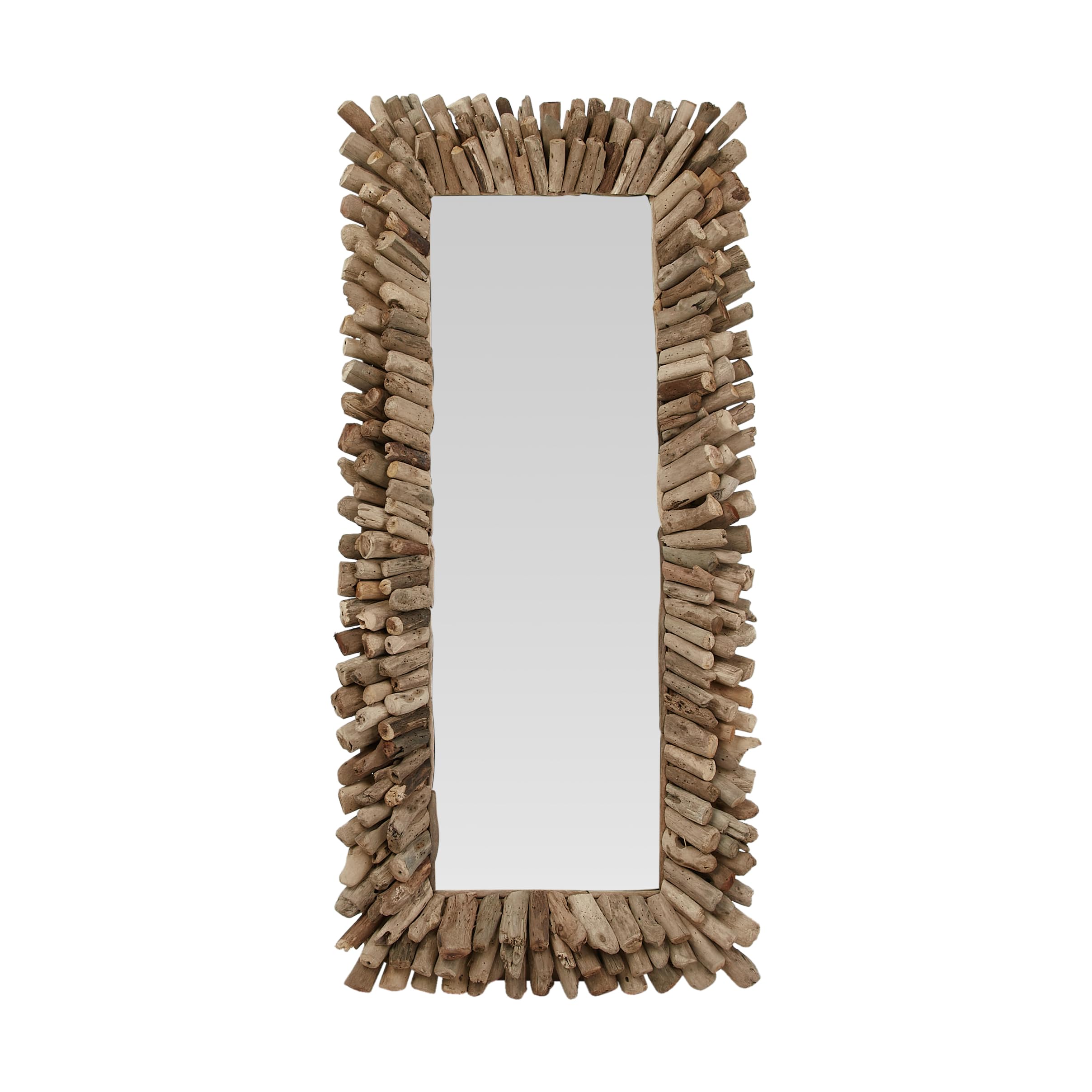 Creative Co-Op Large Rectangle Driftwood Framed Mirror - Rustic Wall Decor for Living Room, Bedroom & Bathroom - Natural Wood Accent Piece for Home Decor
