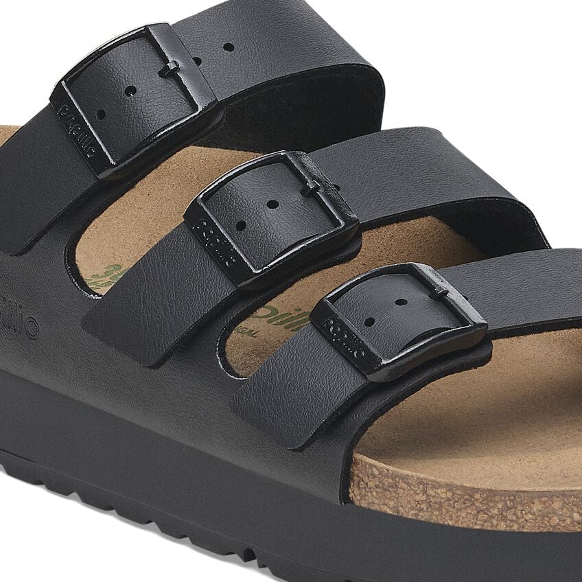 Birkenstock Florida Platform Vegan Sandals in Black - Comfortable & Stylish for Women, Perfect for Casual Wear, Beach, and Summer Outfits