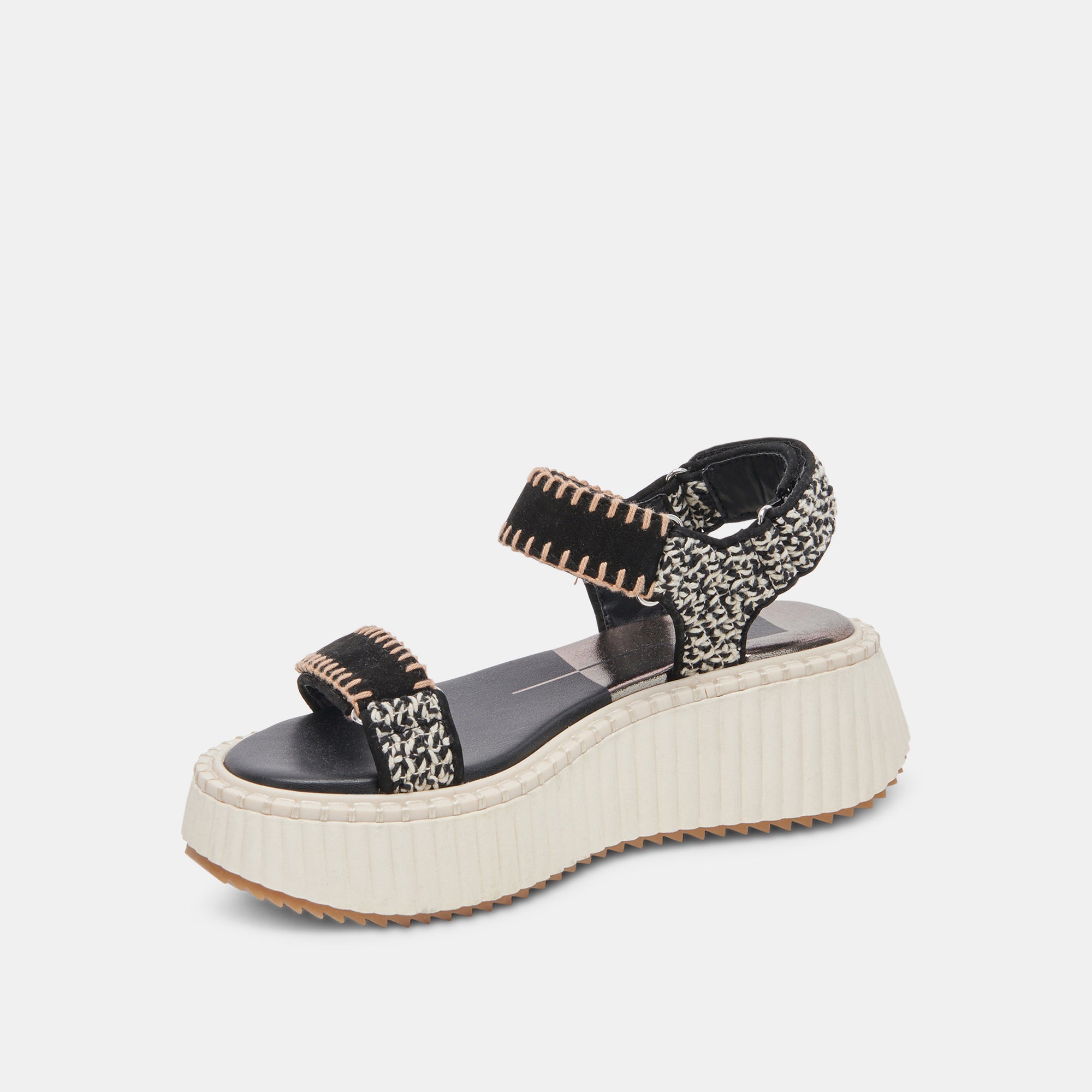 DEBRA Women's Sandals - Black & White Nubuck Leather Comfortable Slip-On Summer Shoes for Beach, Vacation and Casual Outings