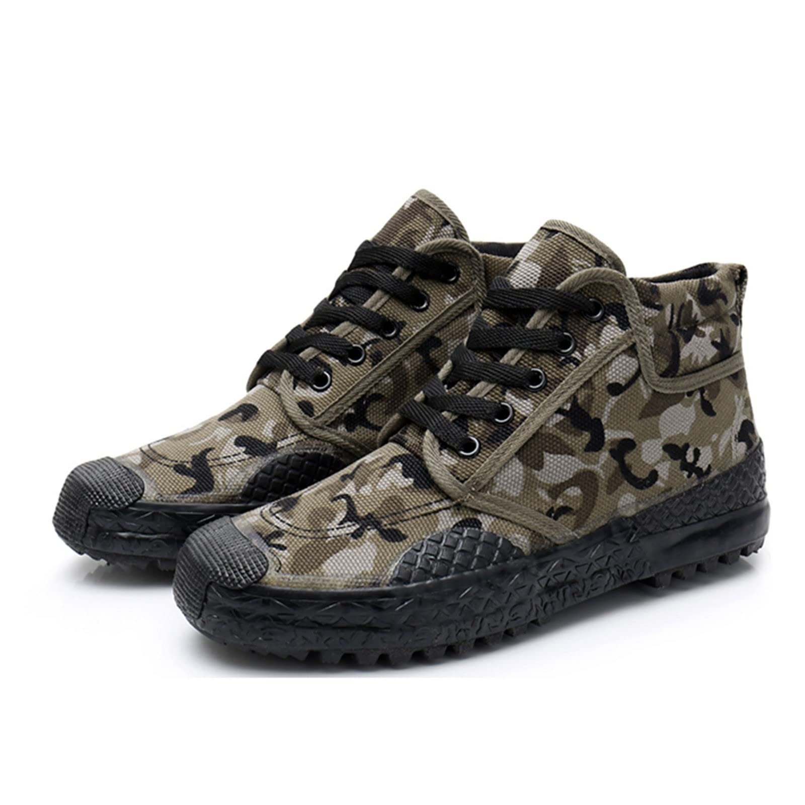Breathable Canvas High Top Walking Shoes for Men - Comfortable Rubber Sole Sneakers for Autumn & Labor Work - Ideal for Hiking, Casual Wear & Outdoor Activities