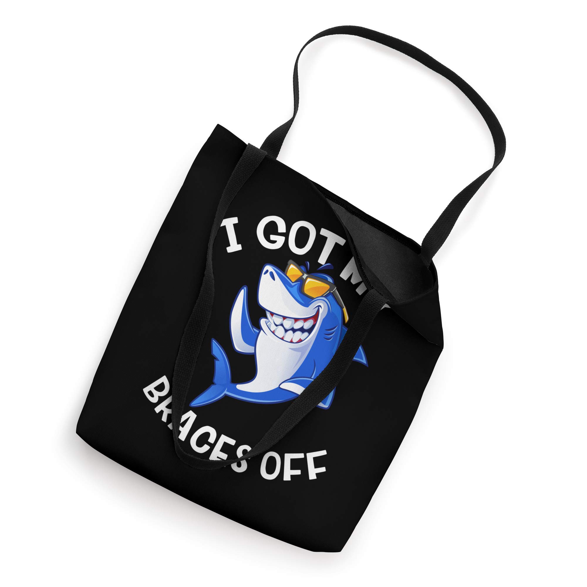 Smiling Shark Dental Braces Teeth Tote Bag - Cute Orthodontic Celebration Gift for Braces Removal - Perfect for School, Work & Shopping