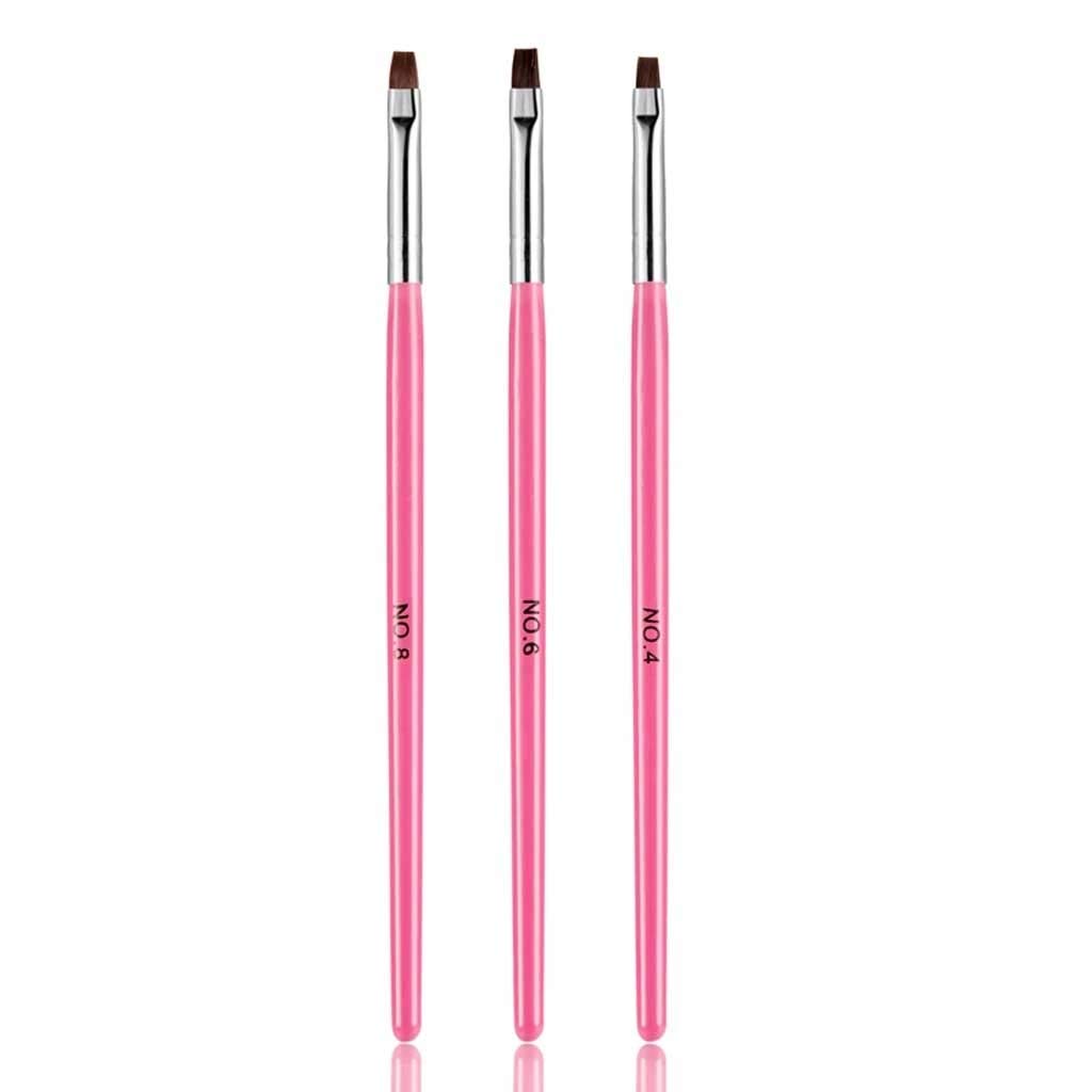 3Pcs Flat Builder Drawing Pen Set - Acrylic Nail Art Brush for Gel Polish, Painting & Carving | DIY Manicure Tools for Nail Extension Design | Perfect for Salon Professionals & Home Nail Artists