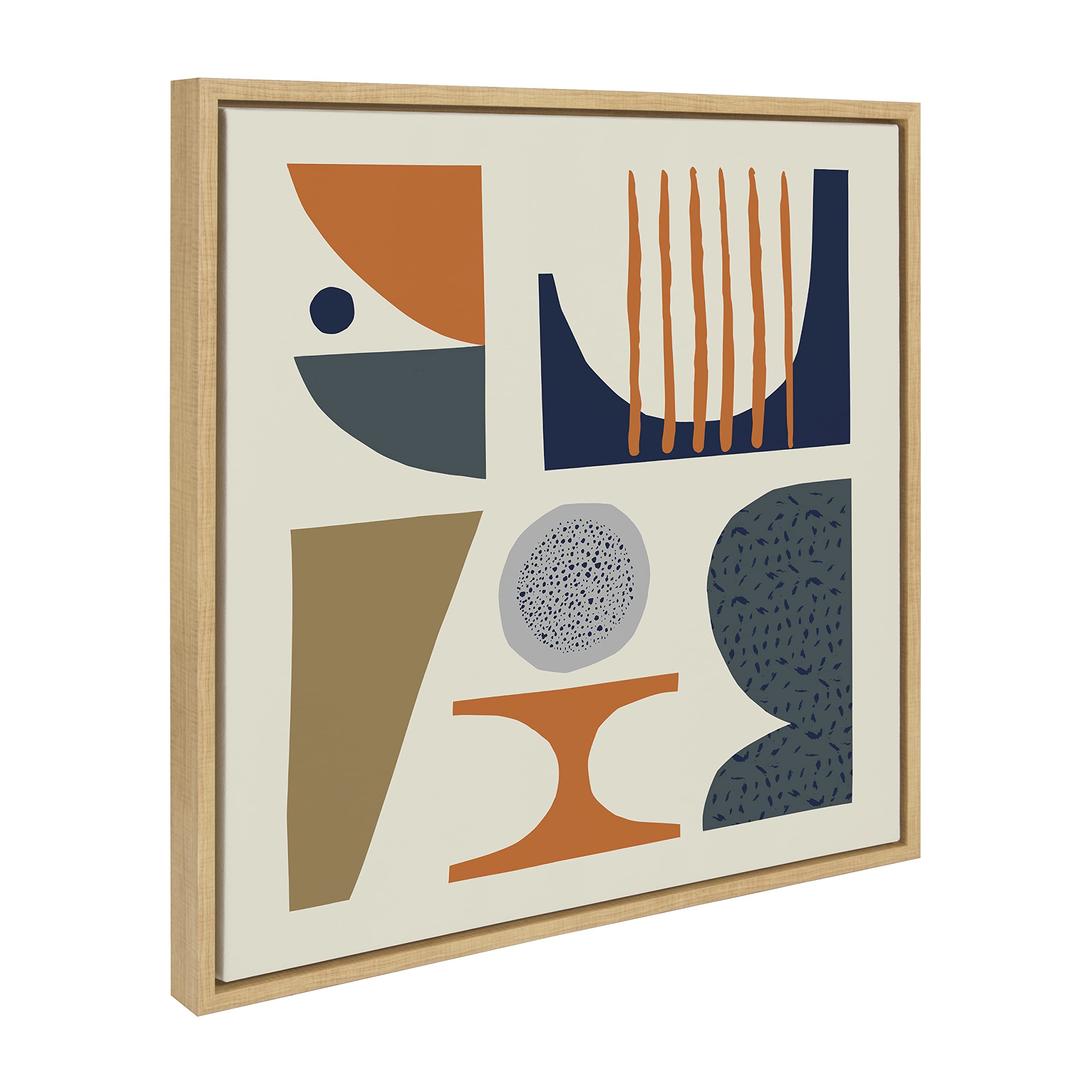 Abstract Mid Century Framed Canvas Wall Art by Rachel Lee - 22x22 Inch Natural Color Modern Painting for Living Room, Bedroom & Office Decor | Sylvie Collection by Kate and Laurel