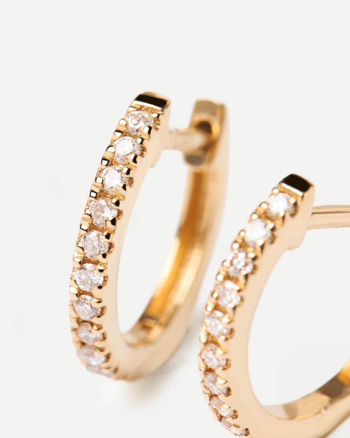 GRID 14K Yellow Gold Diamond Eternity Mini Hoop Earrings for Women - Perfect for Weddings, Parties & Everyday Elegance