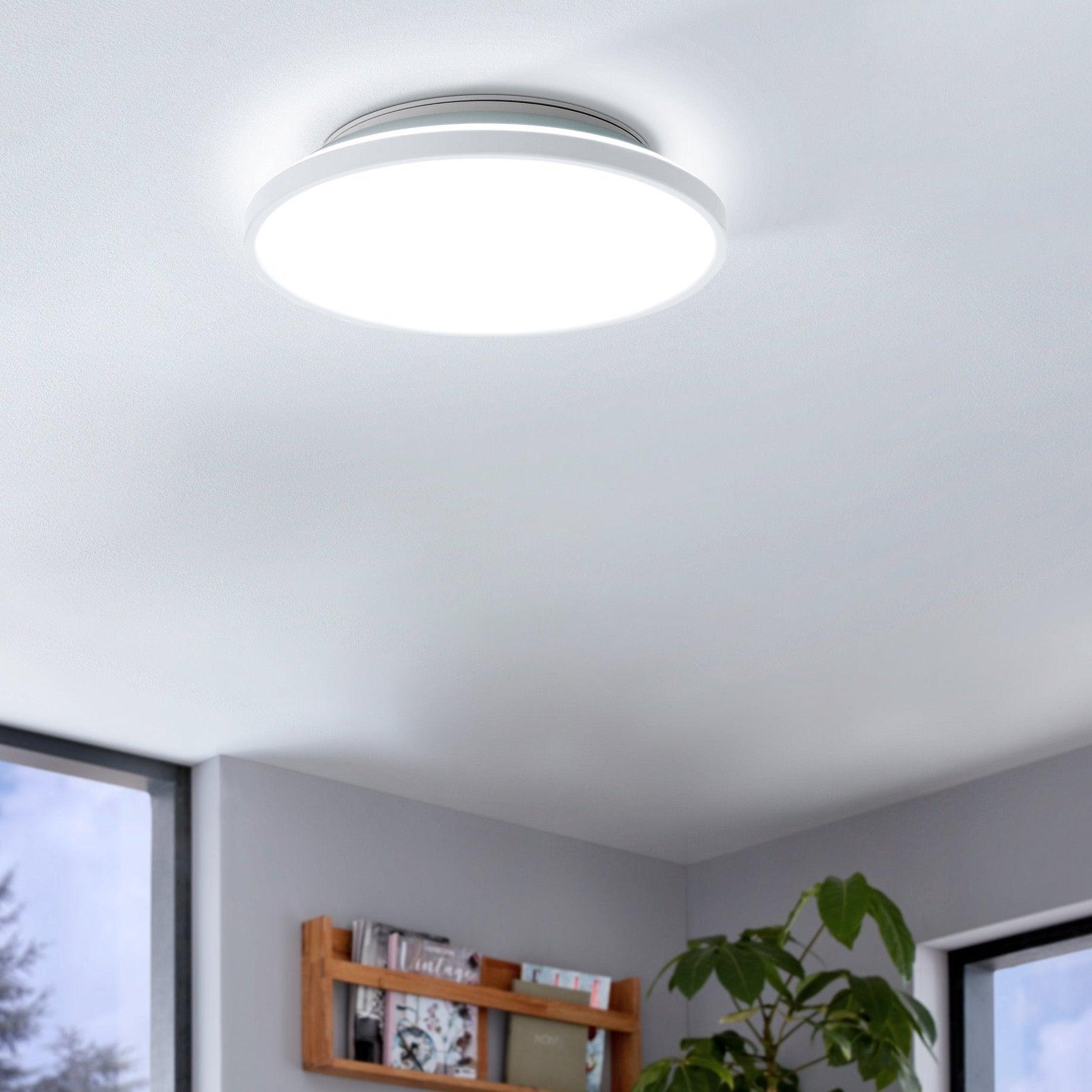 Eglo Crespillo White LED Round Flush Mount Ceiling Light Fixture 31.5cm - Modern Lighting for Bedroom, Kitchen, Hallway & Office