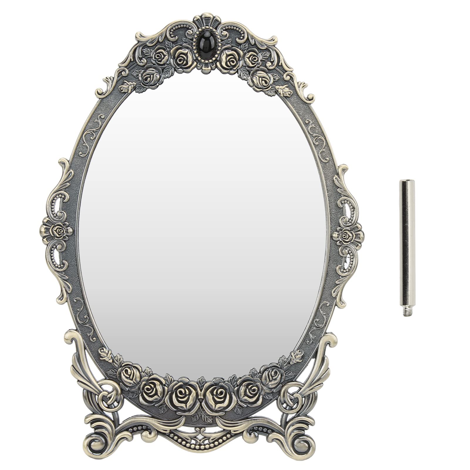 Classic Floral Embossed Tabletop Makeup Mirror with Beaded Edges - Portable Bronze Vanity Mirror for Home & Travel - Perfect for Dressing Tables, Bathrooms & Gift Giving