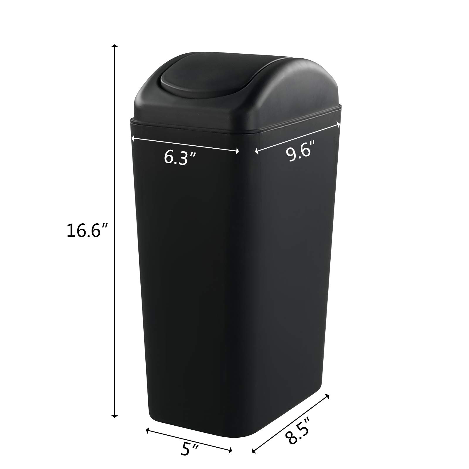 3.5 Gallon Plastic Trash Can with Swing Top Lid - Black Waste Bin for Bathroom, Office, or Kitchen - Durable & Odor-Resistant (1 Pack) - Perfect for Small Spaces & Home Organization
