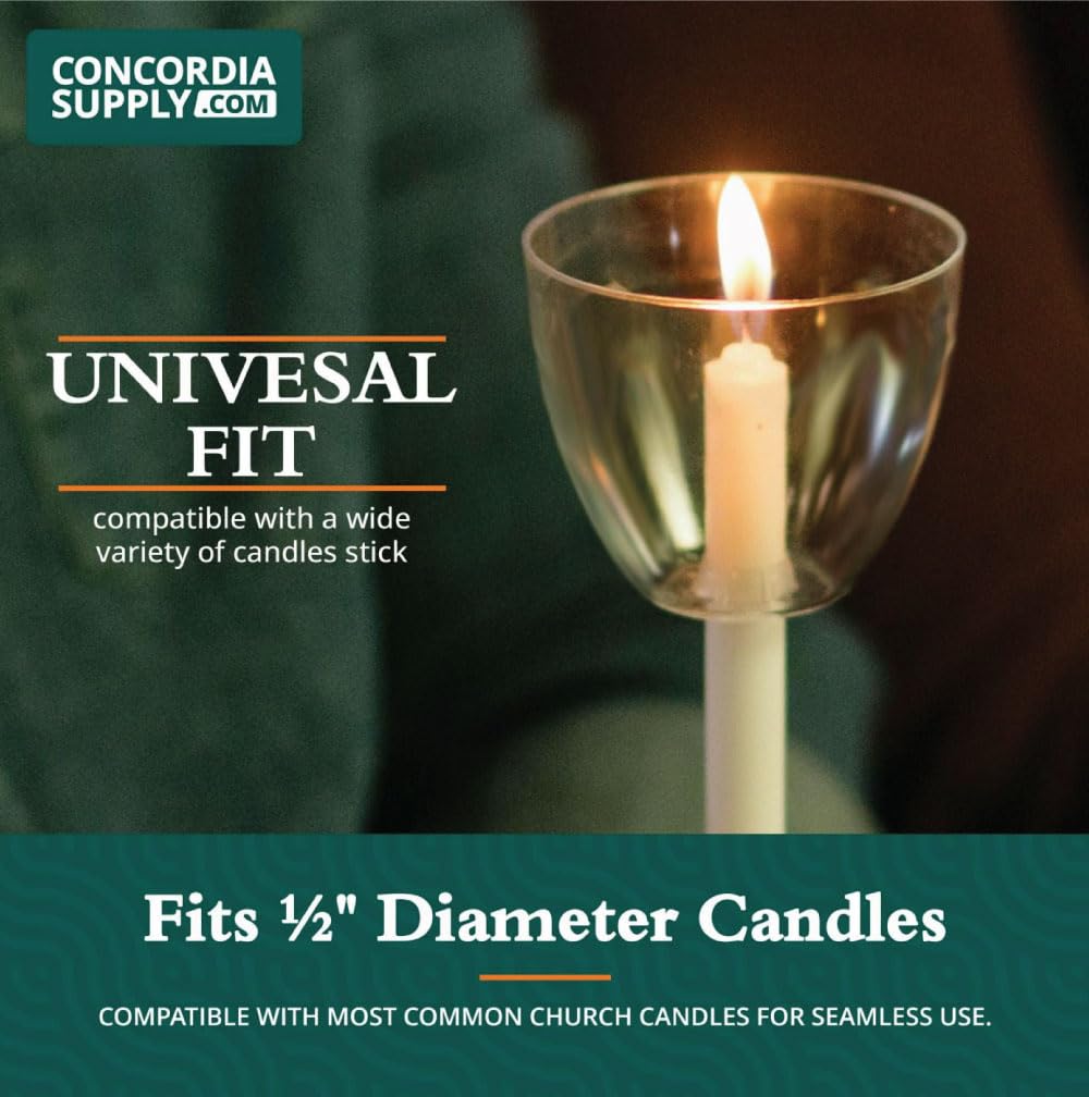 Concordia Supply Clear Shield Candle Drip Protectors - 250 Pack Wax Catchers for Candlesticks, Church Candles, Memorial Candles & Holiday Candles | Perfect for Church Services, Vigils, Home Decor & Christmas Celebrations