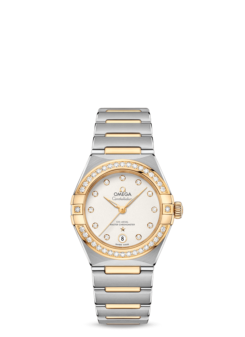 Omega Constellation Co-Axial Master Chronometer Ladies Watch - Stainless Steel & Yellow Gold with Diamonds | Luxury Women's Timepiece for Business, Parties & Special Occasions