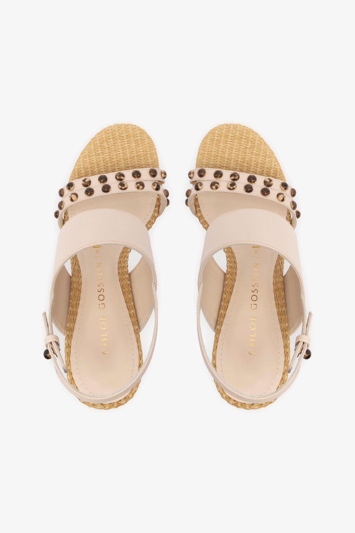 Chloe Gosselin by Larroudé Margot Women's Sandals - Puff Cream Leather & Natural Raffia Strappy Heels | Perfect for Summer Weddings, Beach Vacations & Boho Chic Outfits