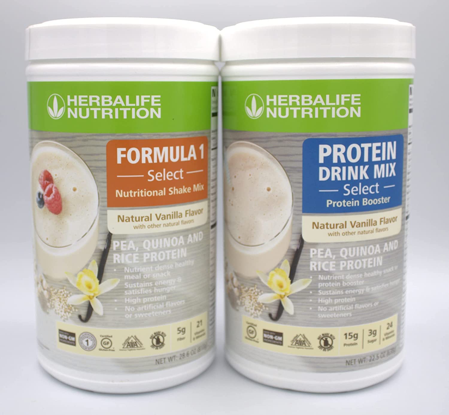 Herbalife DUO: Formula1 Select Natural Vanilla Flavor 810g & Protein Drink Mix 638g - Nutrient-Rich Meal Replacement Shake, Gluten-Free, No Artificial Sweeteners | Perfect for Weight Management, Post-Workout Recovery & Healthy On-The-Go Snacks