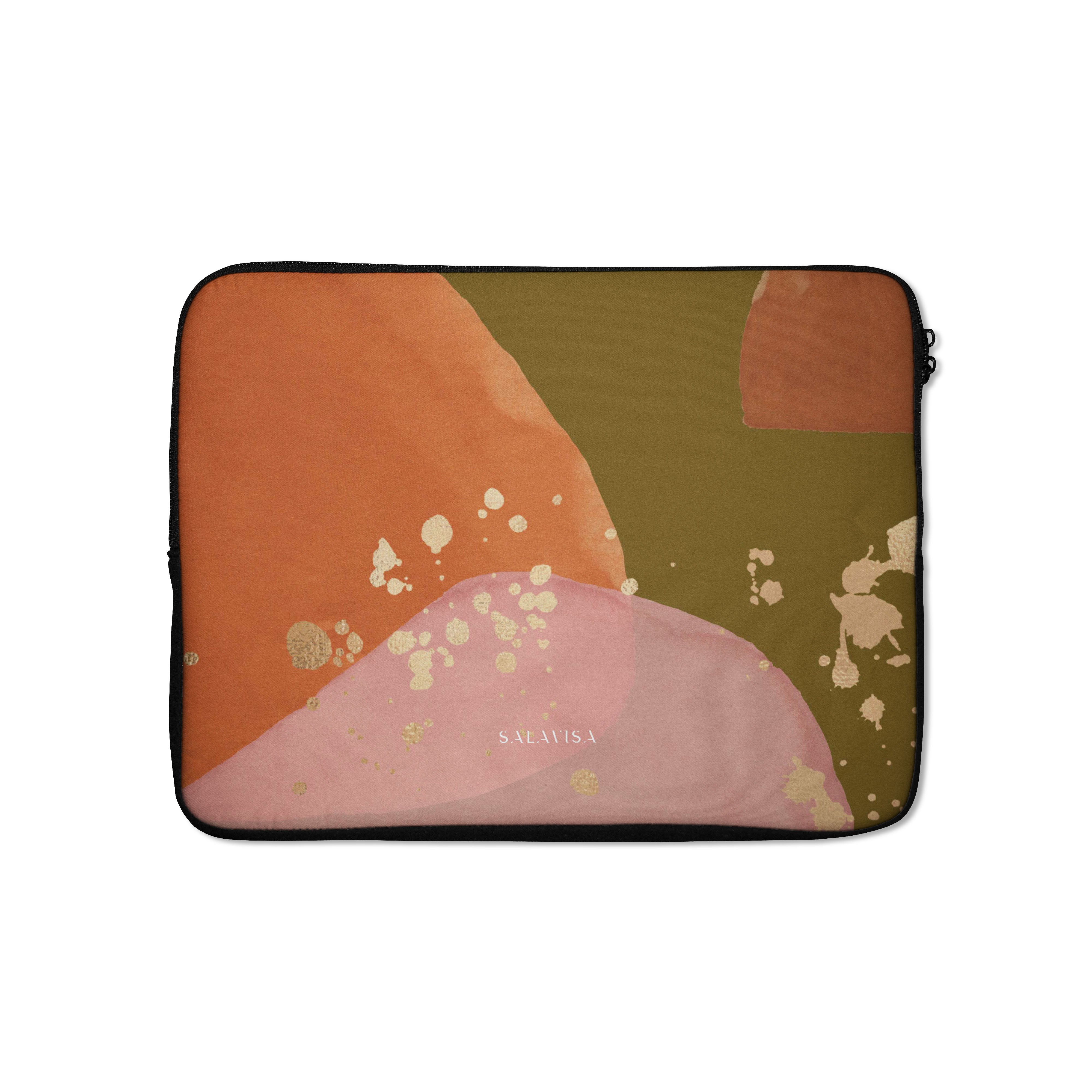 Olive Green Zen Watercolor Laptop Sleeve Case - 13-15 Inch Protective Cover for MacBook, Notebook - Perfect for Work, Travel & School