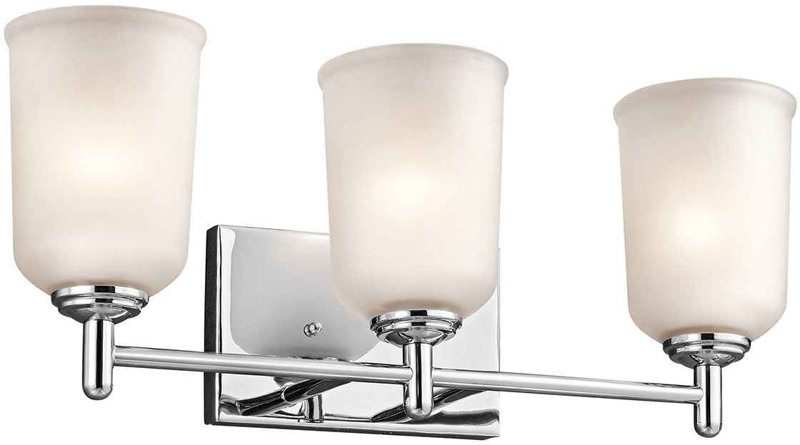 Kichler Shailene 21-Inch 3-Light Bathroom Vanity Light Fixture - Chrome Finish with Satin Etched Glass Shades - Perfect for Bathroom, Powder Room, and Dressing Room Lighting