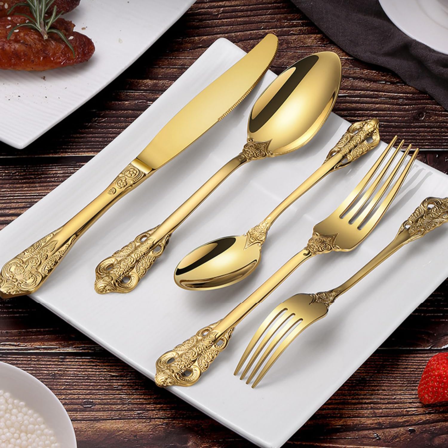 20-Piece Matte Gold Stainless Steel Flatware Set - Service for 4 | Elegant Kitchen Utensil & Tableware Cutlery Set for Home, Restaurant & Dinner Parties | Durable Dishwasher Safe Flatware for Everyday Use & Special Occasions