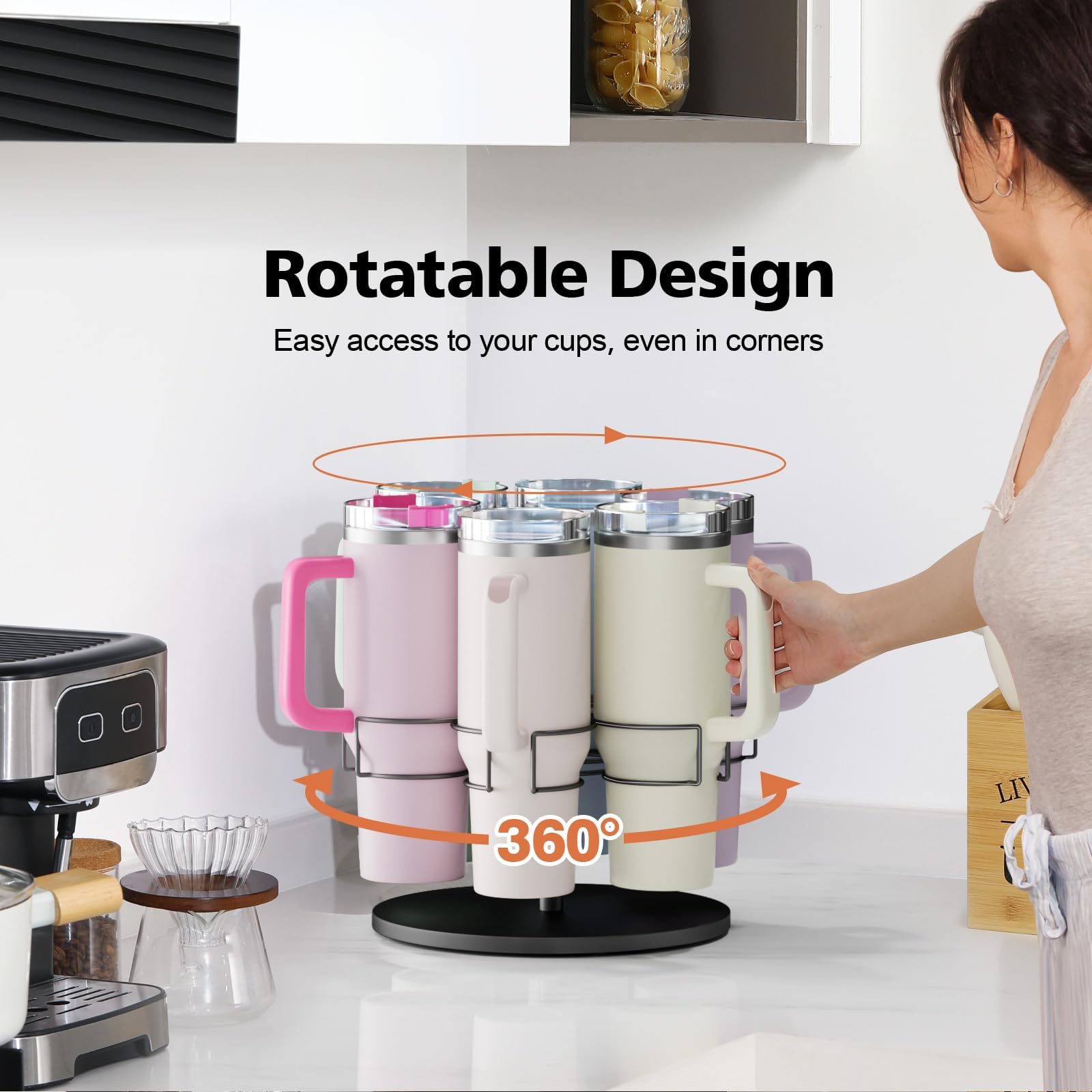 Stanley 40 oz Water Bottle Organizer - Rotating Cup Holder & Tumbler Organizer Accessories | Easy to Install, Black (Patented) | Perfect for Office, Car, Home & Gym Storage
