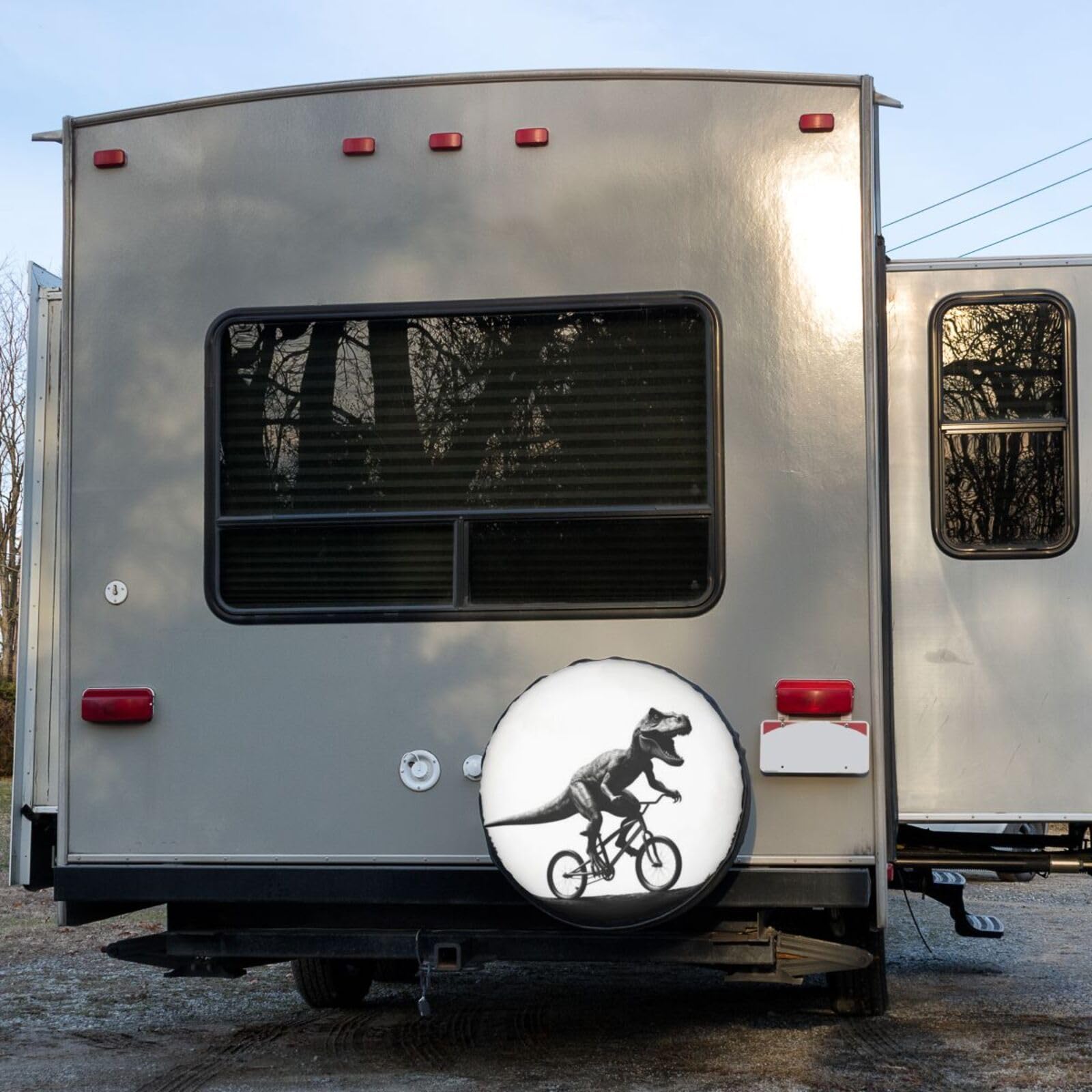 Dinosaur Moon Spare Tire Cover - 15 Inch Dust-Proof Wheel Protector for Trailers, RVs, SUVs & Vehicles | Outdoor Camping & Road Trip Accessory