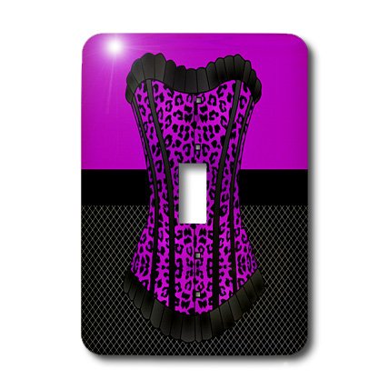 3D Rose Cheetah Print Corset Fishnet Toggle Switch - Black & Purple | Single Pole Switch for DIY Electronics, Costume Accessories & Home Decor Projects