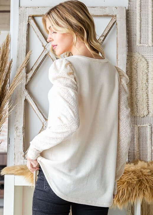 Elegant Soft Lace Sleeve Blouse - Women's Classic Tops Made in USA | Perfect for Office Wear, Date Nights & Special Occasions