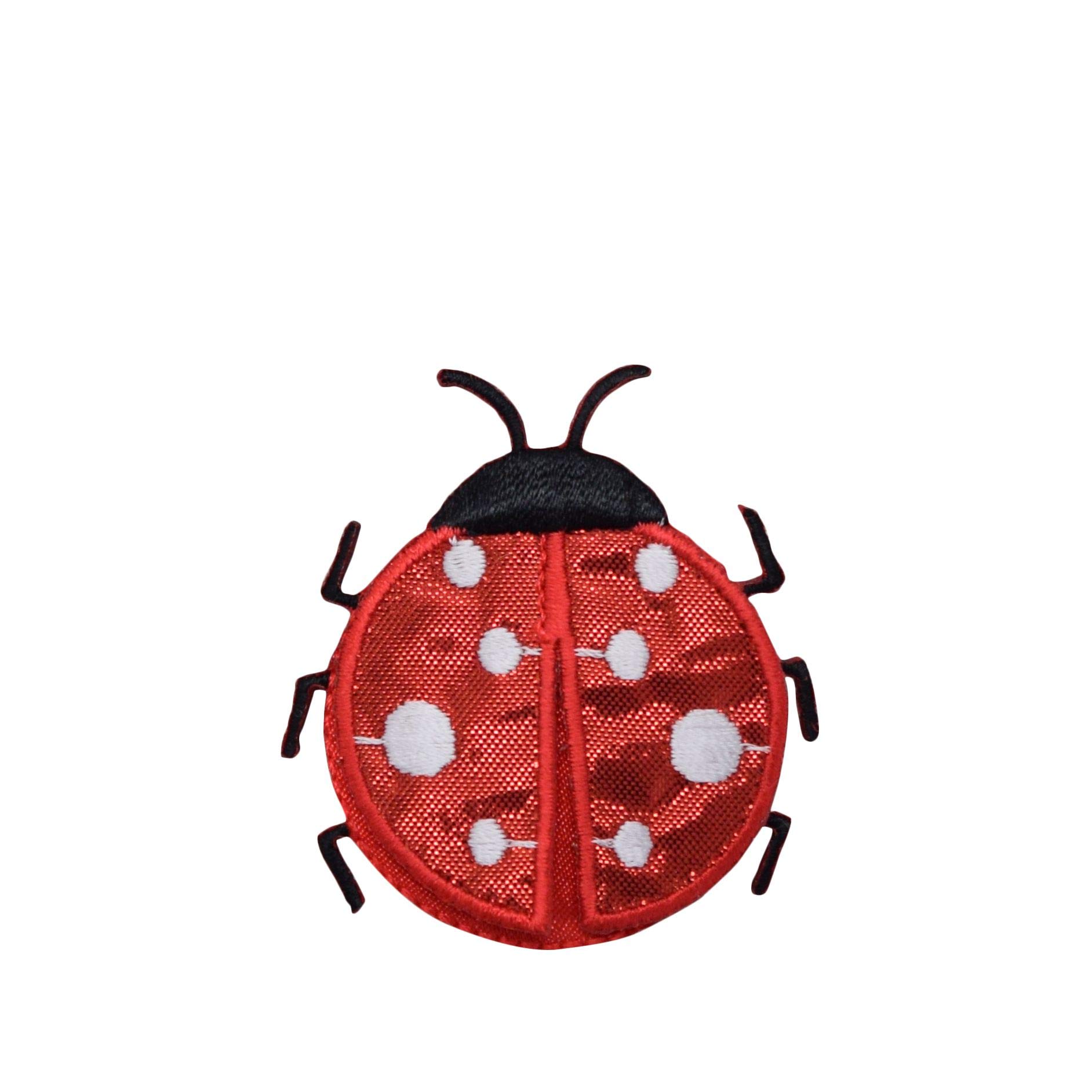 Red Satin Ladybug Embroidered Iron-On Patch for DIY Clothing, Hats, Bags - Perfect for Costumes, Fashion & Craft Projects