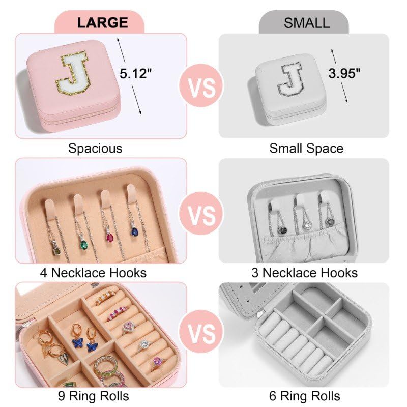 Parima Travel Jewelry Organizer for Women - Necklace, Earrings & Ring Storage Case | Compact Jewelry Organizer for Travel | Perfect Gift for Women (Pink, Letter C) | Ideal for Vacations, Business Trips & Weekend Getaways