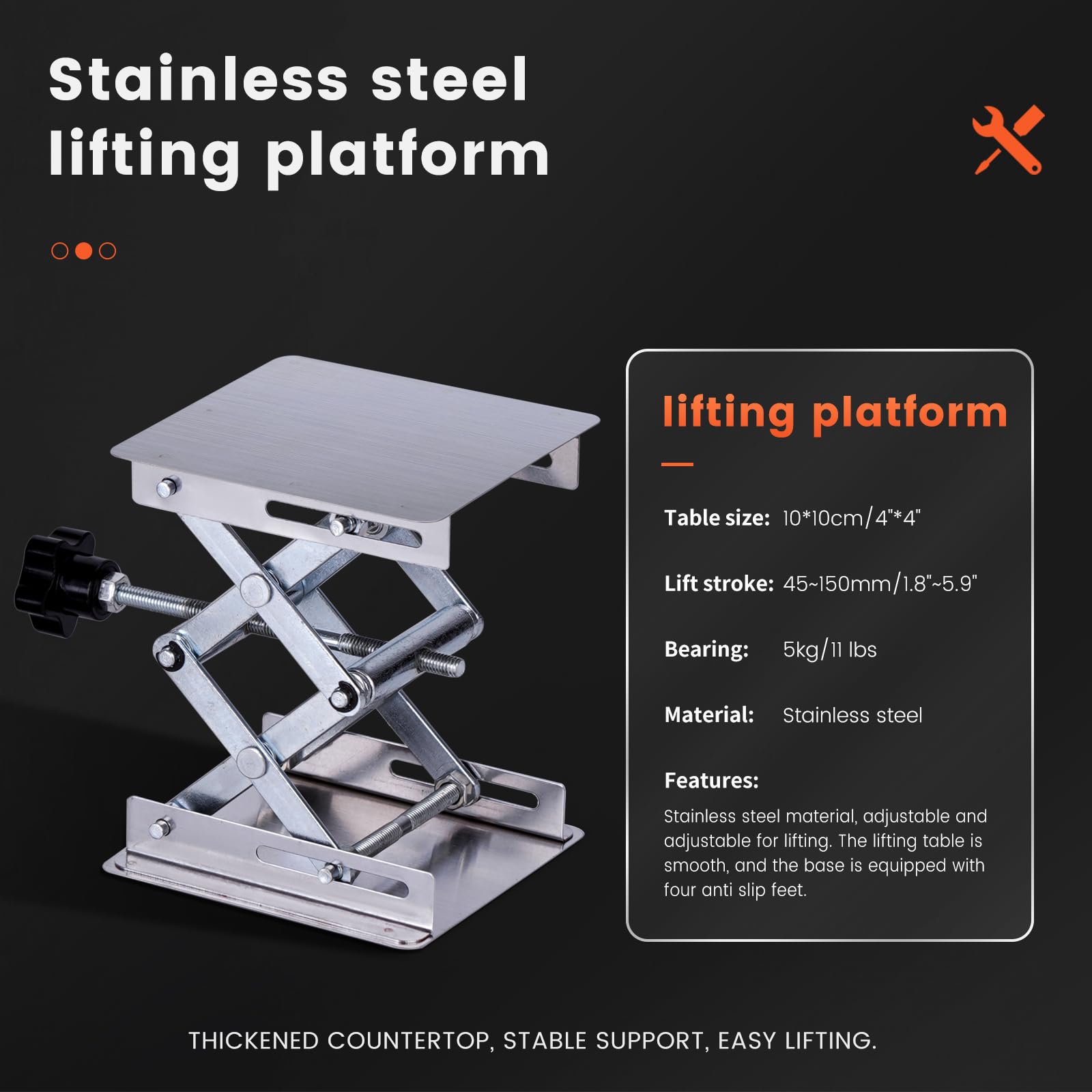 Premium Stainless Steel Lab Stand Lift Table - Mini Scissor Lifting Platform for Science Experiments (4