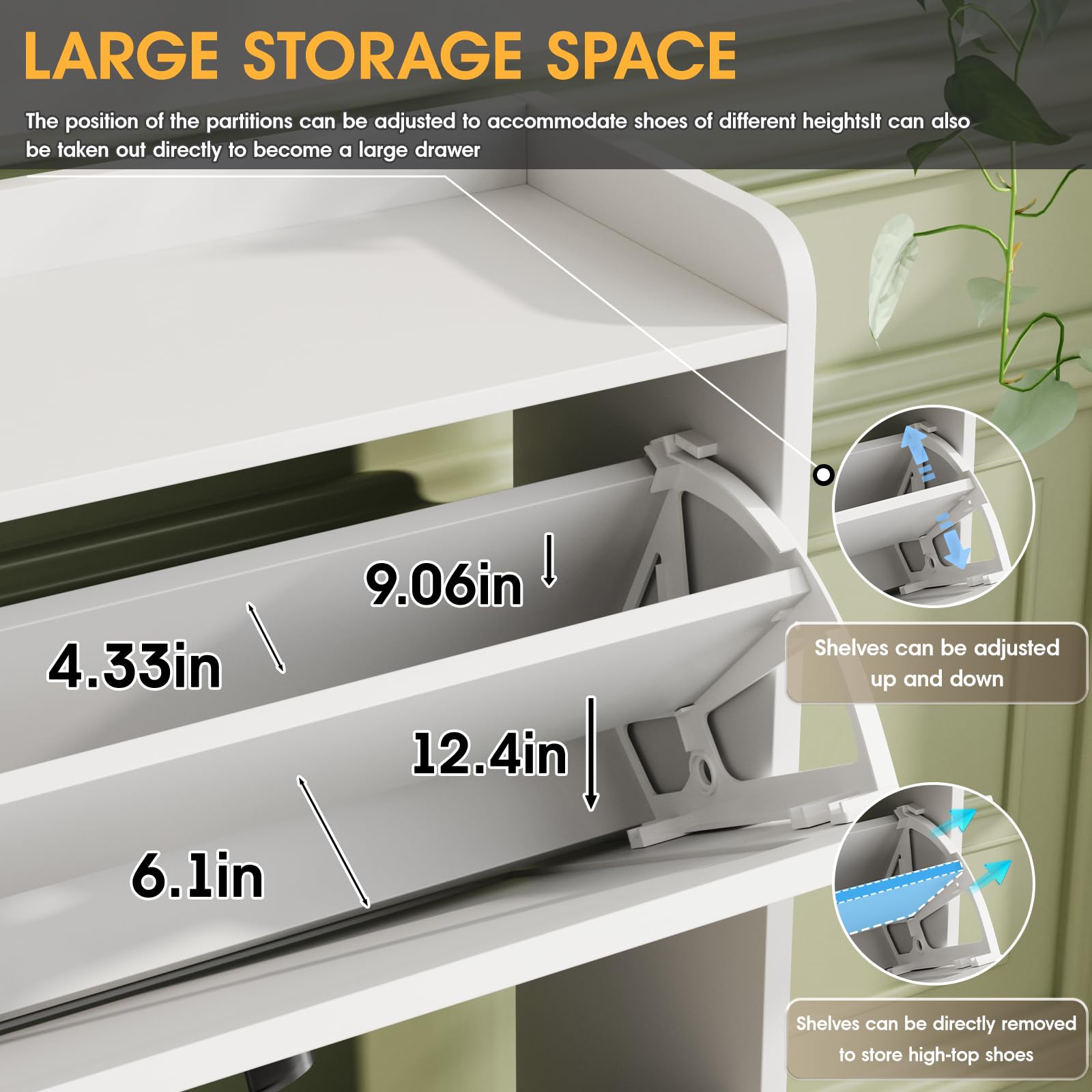 Maupvit 2-Tier Flip-Drawer Shoe Storage Cabinet with Metal Legs - Freestanding Entryway Shoe Organizer, Narrow Shoe Rack for Hallway, Living Room & Bedroom (White) - Perfect for Small Spaces & Apartment Entryways