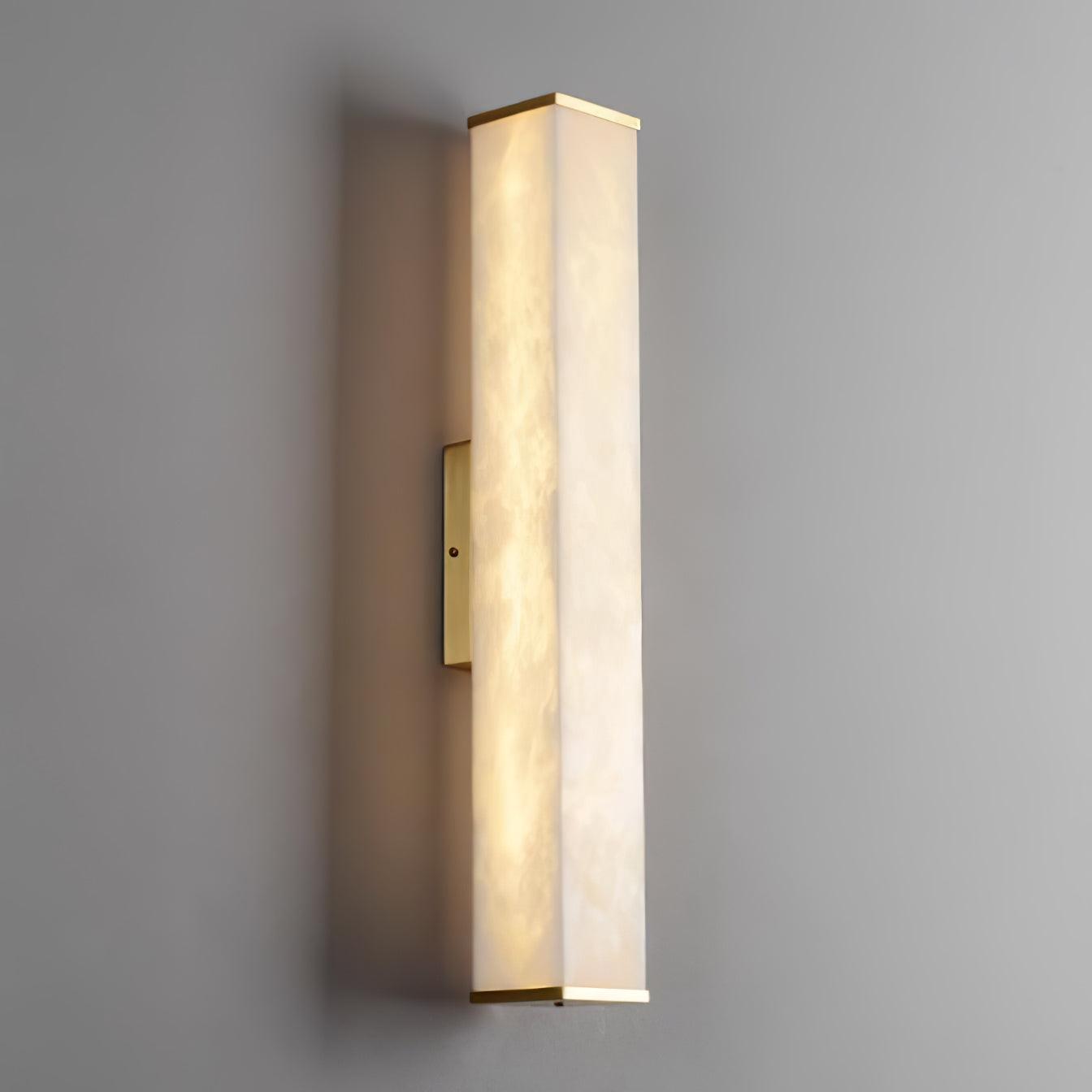 Modern Cuboid Alabaster Wall Light - Minimalist White Stone Sconce for Living Room, Bedroom & Hallway - Dimmable LED Fixture for Ambient Lighting