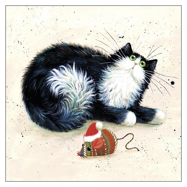 Merry Christmouse Black & White Cat Christmas Greeting Card - Festive Holiday Card for Cat Lovers, Christmas Party Invitations & Seasonal Greetings