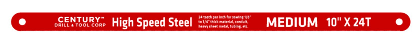 Century Drill & Tool 4326 High Speed Steel Hacksaw Blade - 10 Inch, 24 TPI for Metal Cutting | Perfect for DIY Projects, Home Repairs & Professional Metalworking