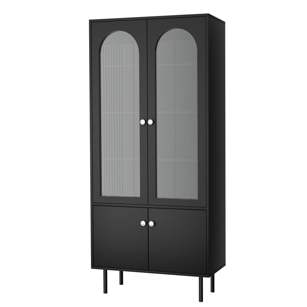 Modern Buffet Sideboard Cabinet - Black Wooden Storage Unit for Dining Room, Living Room & Kitchen | Organize Dishes, Linens & Home Decor