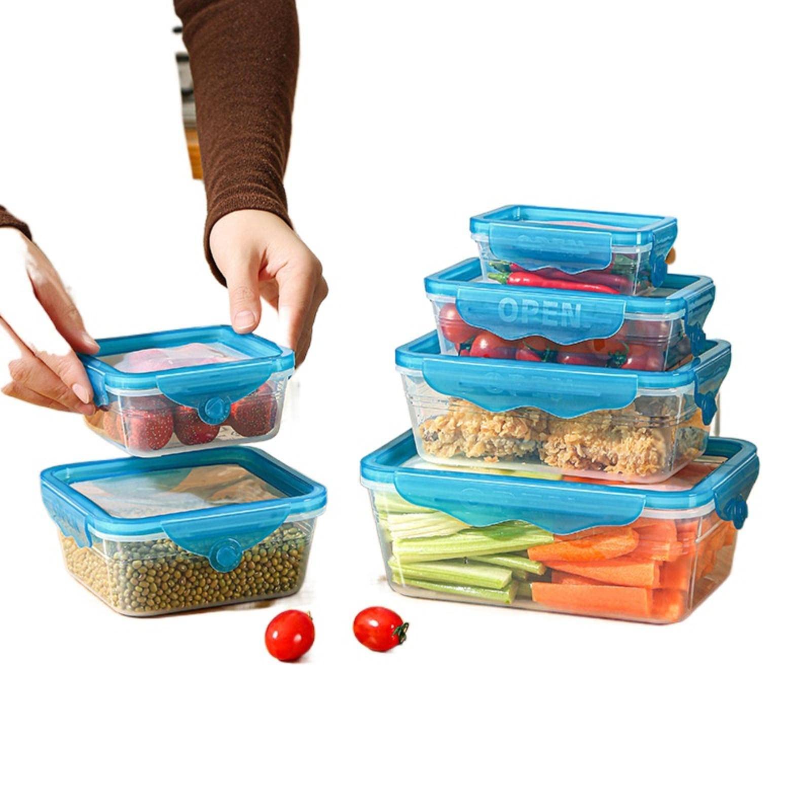 SAXTZDS Airtight Food Storage Containers with Lids - BPA Free Plastic Kitchen Organizers for Refrigerator, Pantry & Meal Prep - Clear Stackable Fruit & Vegetable Keep Fresh Boxes for Home & Office Use