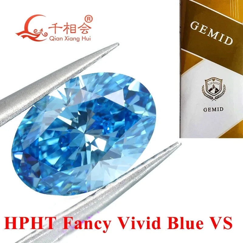 1.504ct HPHT Lab Grown Diamond - Fancy Vivid Blue Oval Shape, VS1 Clarity, GEMID Certified Loose Stone for Engagement Rings & Fine Jewelry