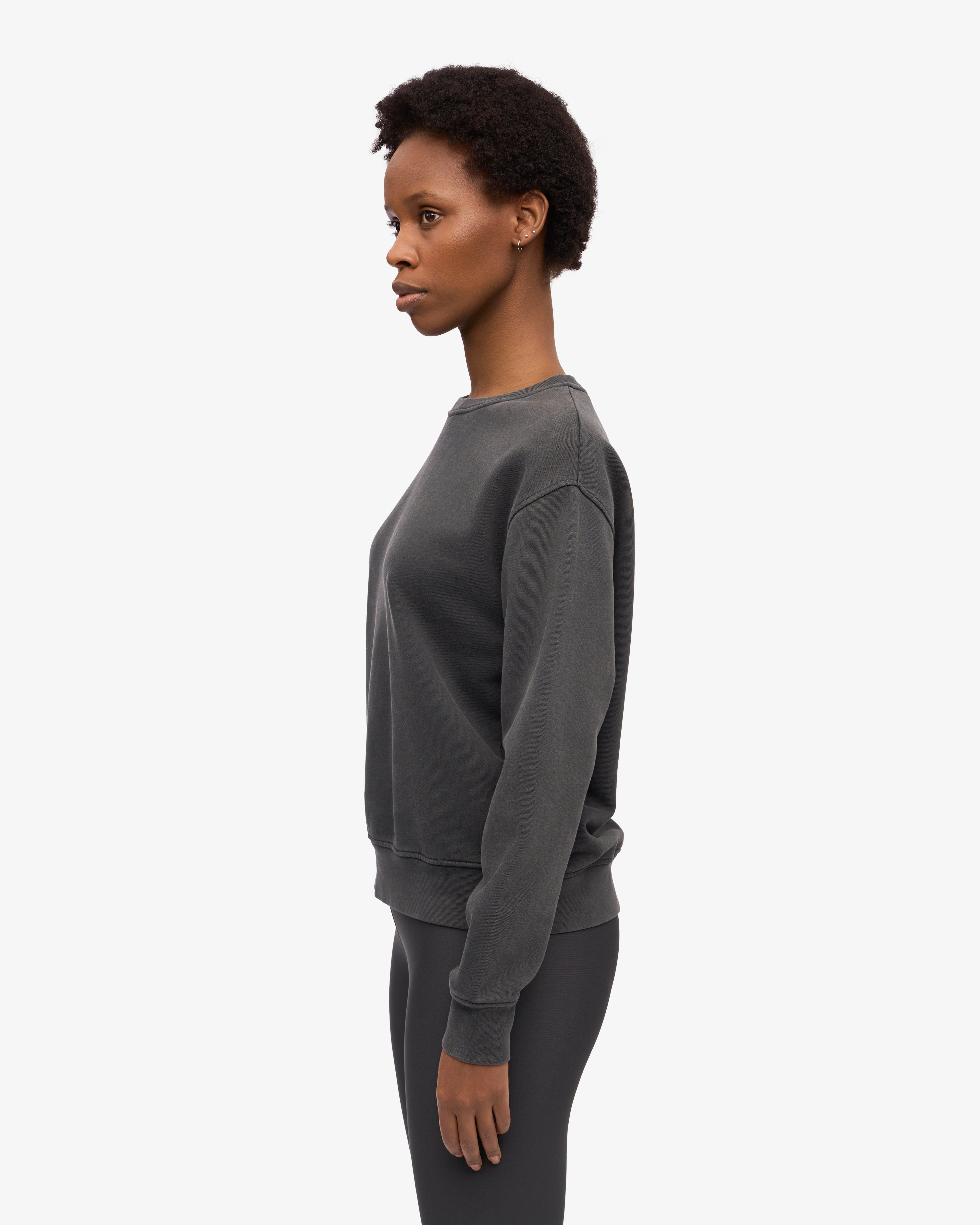 Women's Classic Organic Cotton Crew Neck T-Shirt - Faded Black - Casual Everyday Wear & Layering Essential