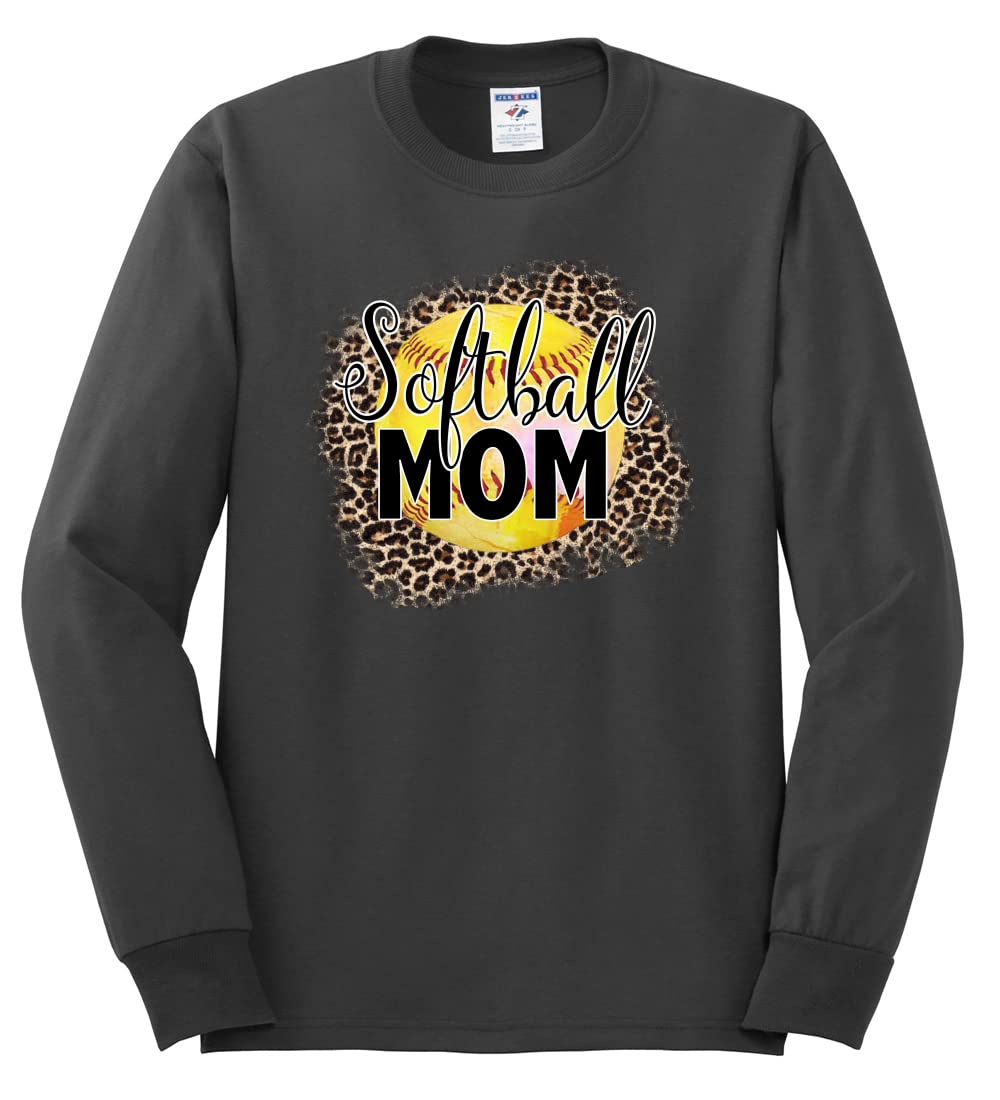 Wild Bobby Softball Mom Animal Print Long Sleeve Shirt for Women & Men - Perfect for Baseball Games, Team Sports & Casual Wear