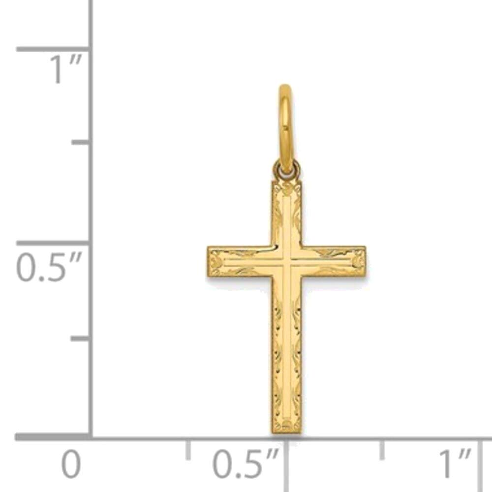 14K Yellow Gold Laser-Designed Cross Charm Pendant - Bonyak Jewelry for Women, Gift for Baptism, First Communion & Religious Occasions