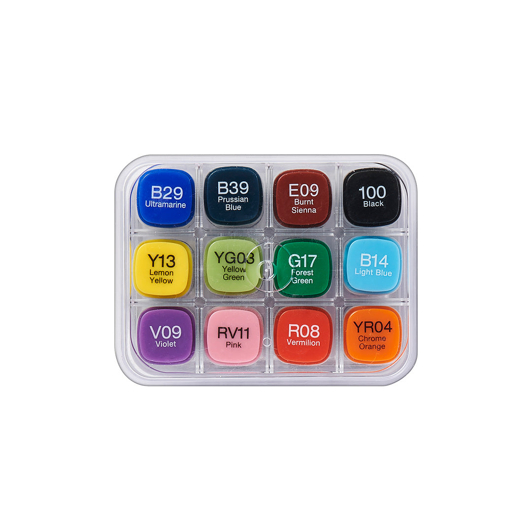 Premium Copic Classic Marker Set of 12 - Alcohol-Based Art Markers for Professional Illustrators & Designers - Perfect for Manga, Comic Art, Sketching & Adult Coloring Books