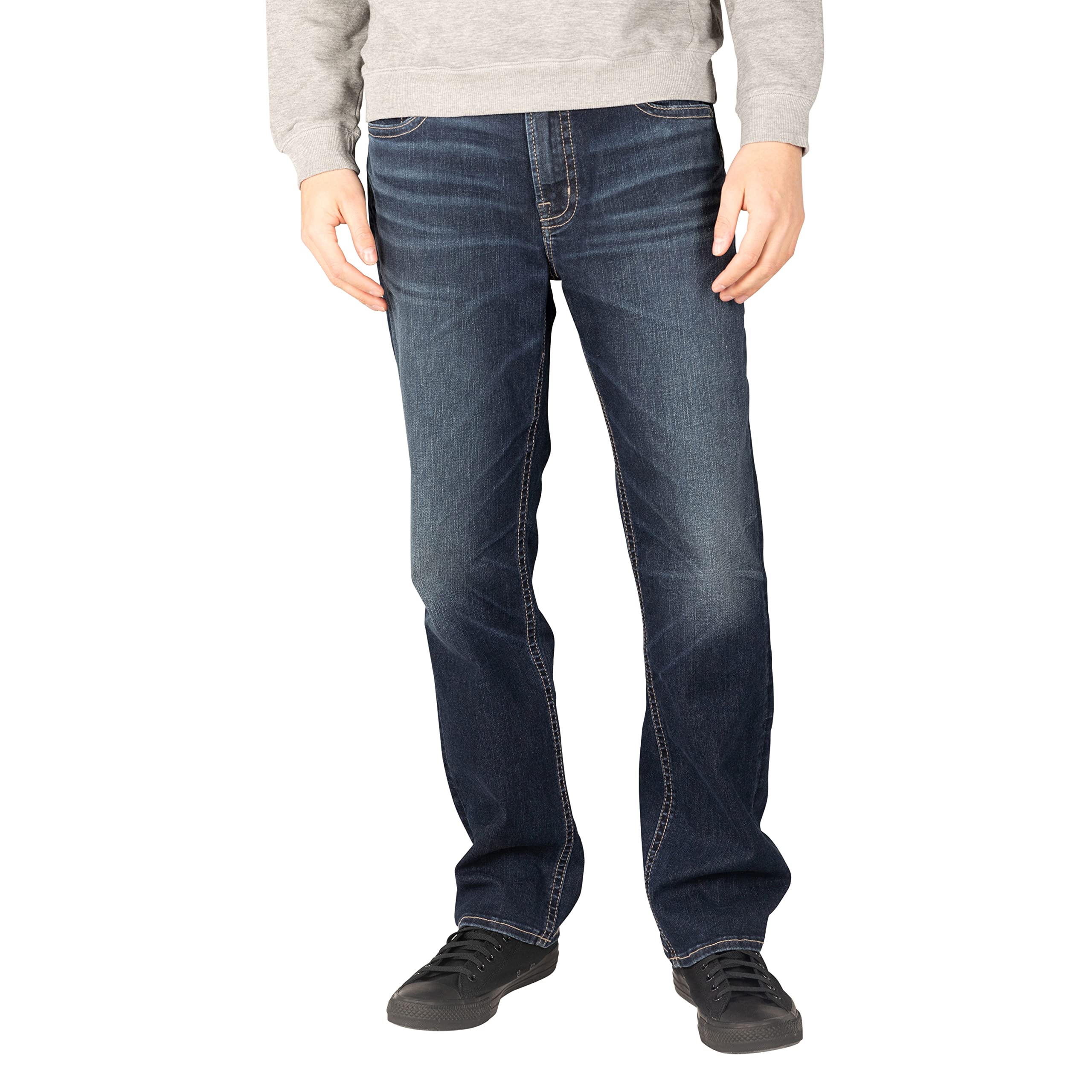 Silver Jeans Co. Men's Graystone Easy Fit Straight Leg Denim Jeans - Comfortable Casual Wear for Everyday & Office Use