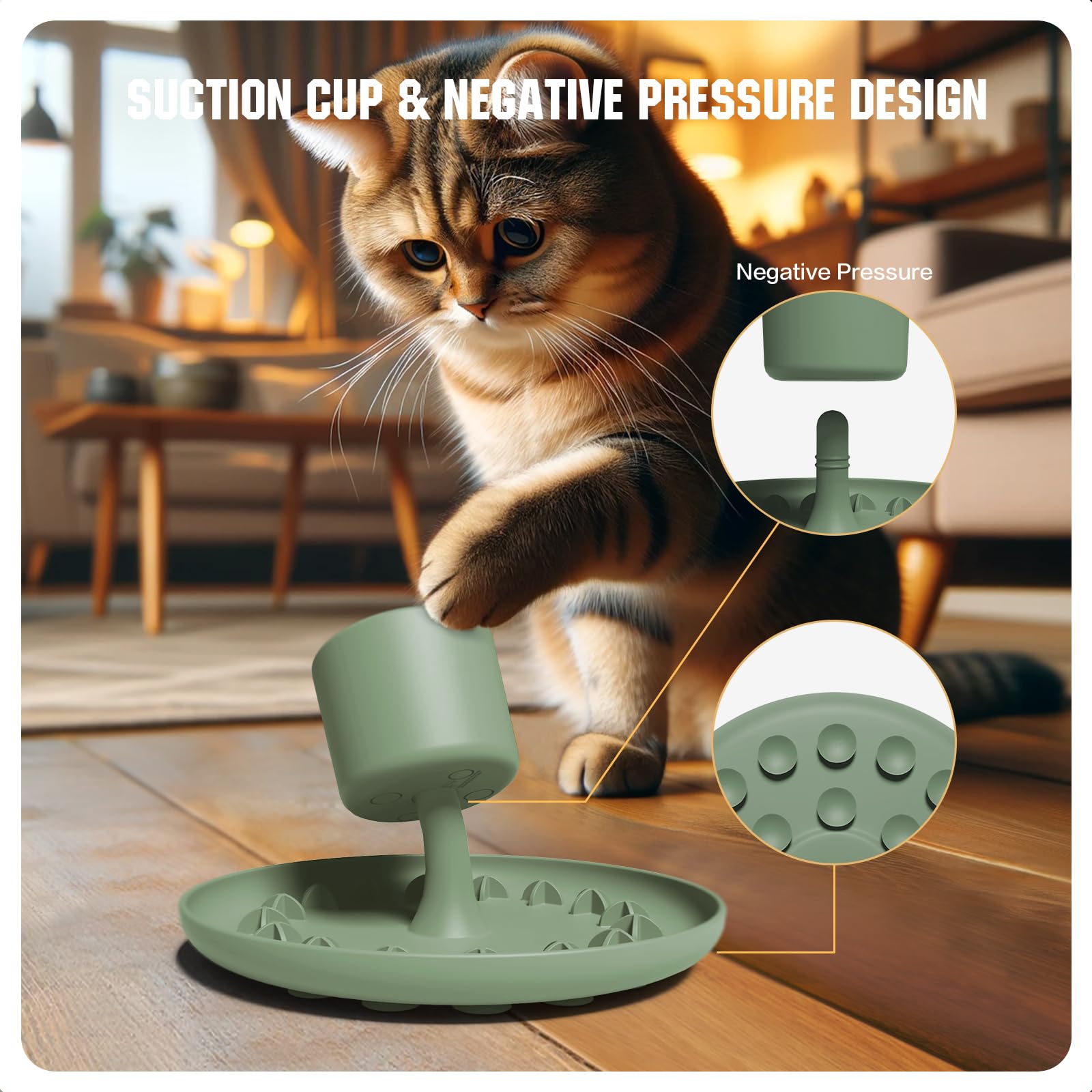2-in-1 Slow Feeder Cat Bowl with Silicone Suction Cup - Interactive Puzzle Cat Treat Dispenser & Food Bowl - Reduces Flatulence, Anxiety & Boredom - Perfect for Busy Cats, Mealtime Enrichment & Indoor Play