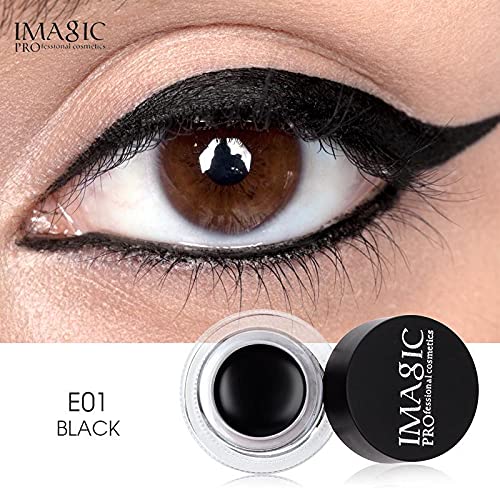 COSLUXE IMAGIC Waterproof Gel Eyeliner - Long Lasting Smudge Proof Eye Liner with Brush (4g, Black 01) for Professional Makeup & Everyday Wear