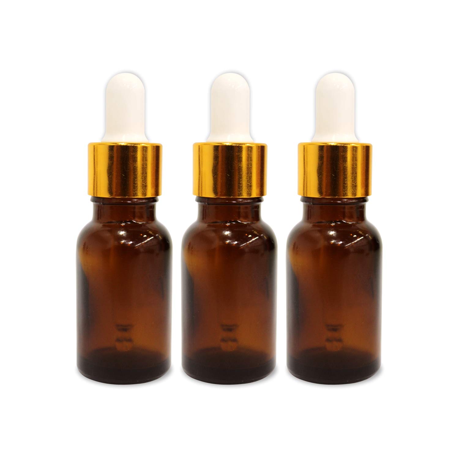 Premium Glass Amber Bottles with Golden Dropper & Funnel - 3 Pack (0.33 oz Each) - Essential Oil Bottles, DIY Skincare Containers, Travel-Sized Liquid Storage for Aromatherapy & Beauty Products