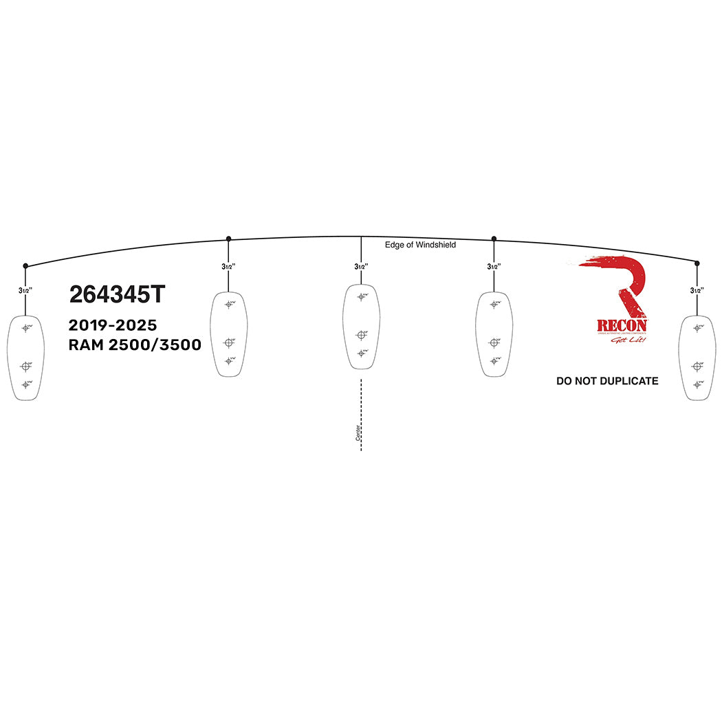 Dodge RAM 19-25 Cab Roof Lights Installation Template - Part #264345 - Perfect for Off-Road & Night Driving Accessories