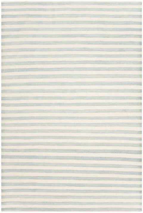 Coastal Sky Blue & Cream White Striped Wool Area Rug - Soft & Durable Handmade Wool Rug for Living Room, Bedroom, or Office - Perfect for Coastal, Farmhouse & Boho Decor Styles