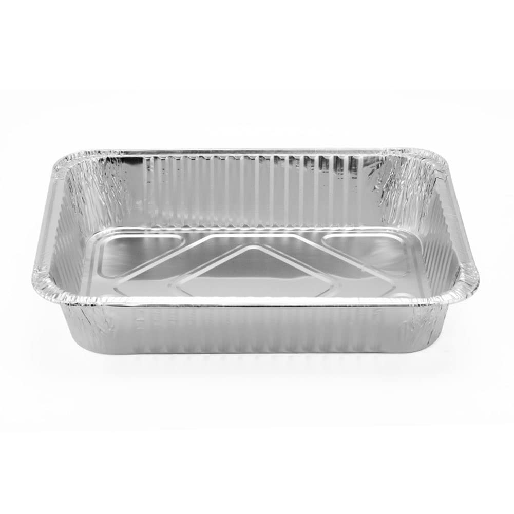 YYFANGYF Disposable Aluminum Foil Lunch Box with Lid - 50pcs Rectangular Baking Pans for Grilled Fish, Takeout, Cooking, Heating & Food Storage (3750ml) - Perfect for BBQ, Picnics, Meal Prep & Leftovers