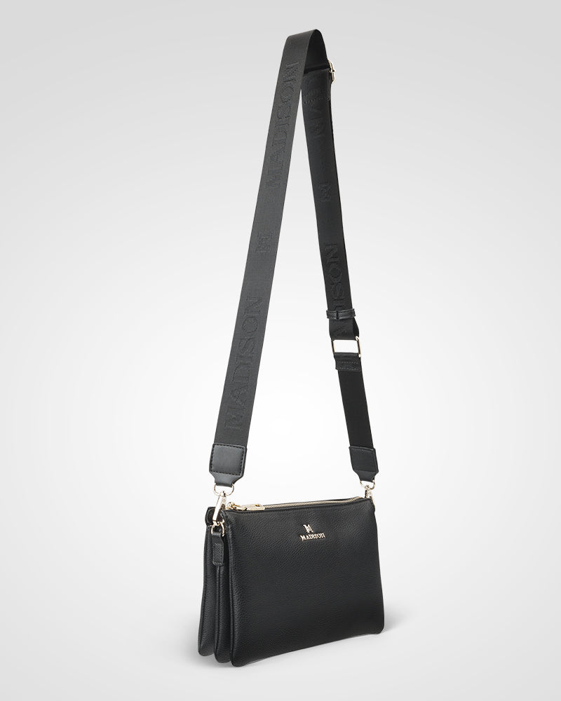 Avery 3 Compartment Crossbody Bag with Adjustable Monogram & Chain Straps - Stylish Hands-Free Purse for Women, Perfect for Travel, Shopping & Everyday Use