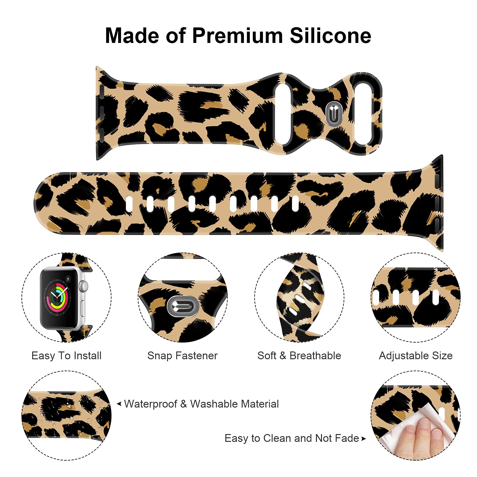 Soft Silicone Apple Watch Bands for 38mm/40mm/42mm/44mm - Sport Replacement Strap Compatible with iWatch Series 6/5/4/3/2/1/SE - Breathable & Comfortable for Men & Women - Perfect for Running, Gym & Everyday Wear