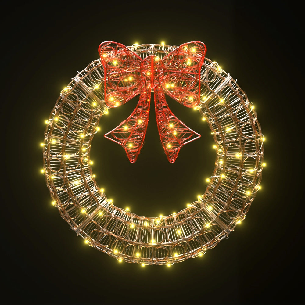 160 LED Solar Christmas Wreath - 0.6M Waterproof Outdoor Holiday Decor with 8 Lighting Modes for Door, Window, Garden & Patio Decorations